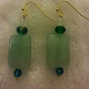 Green & Gold Dangle Earrings